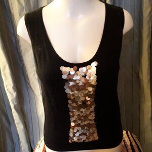 Silk Culture Black top with Golden discs -Sz. Large